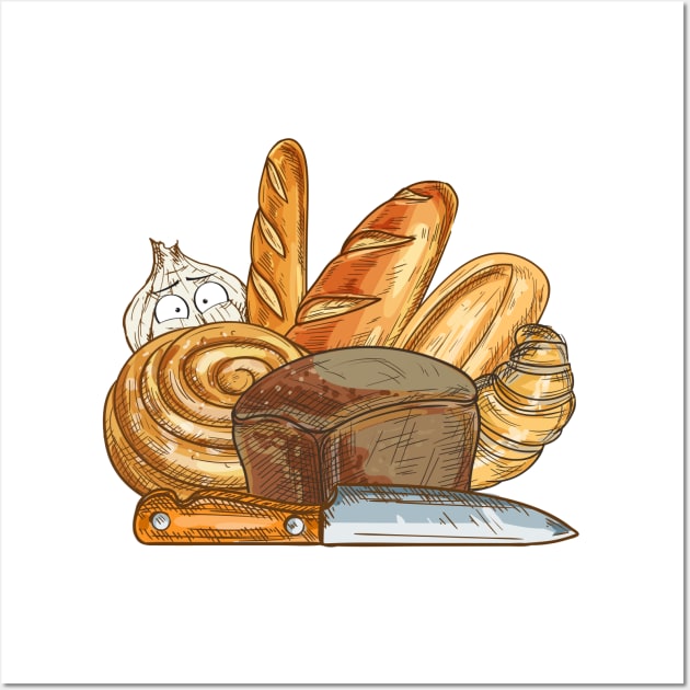 Bread and Garlic Wall Art by NewWorldIsHere